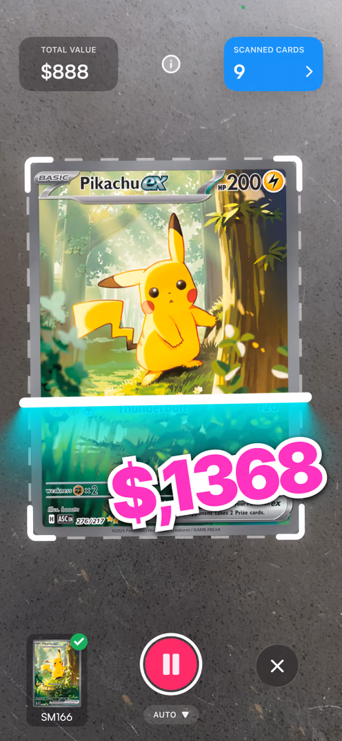 BindeX Pokémon Karten Wert App, Sammlungsansicht mit Echtzeit-Marktpreisen von <strong>TCGPlayer</strong>, <strong>CardMarket</strong> und <strong>eBay</strong>