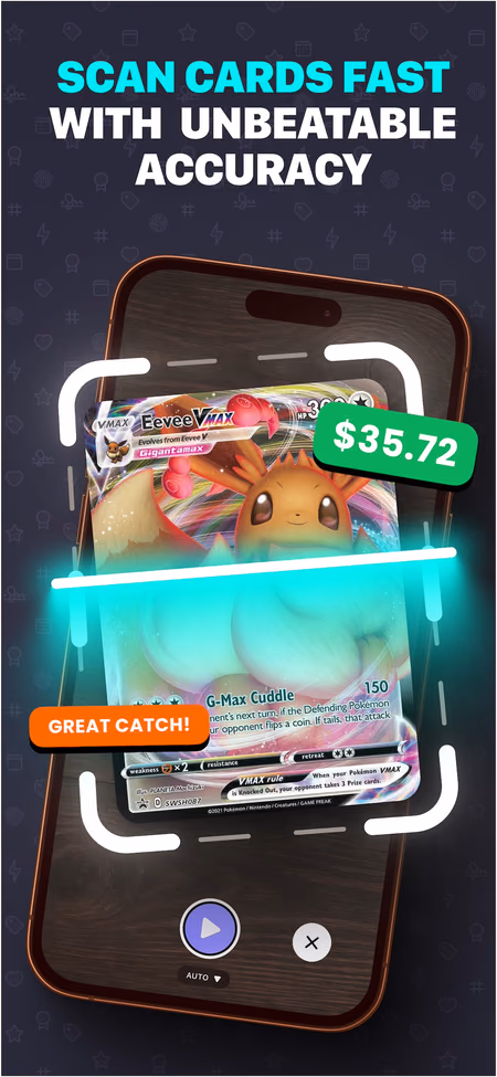 Escáner de cartas de BindeX identificando una carta Pokémon en segundos